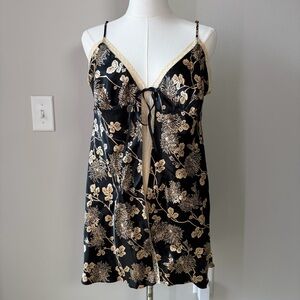 Victoria’s Secret Dark Floral Satin Babydoll Flyaway Top